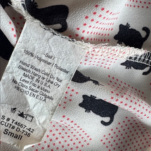 NWOT Poema Black Cat Retro Style Blouse - Picture 4 of 5